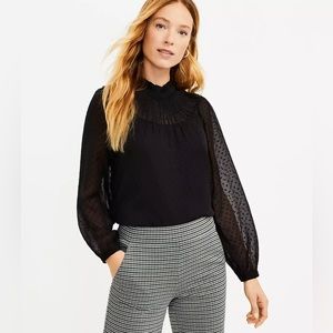 Loft Top Blouse, Black, Size Medium, NWT